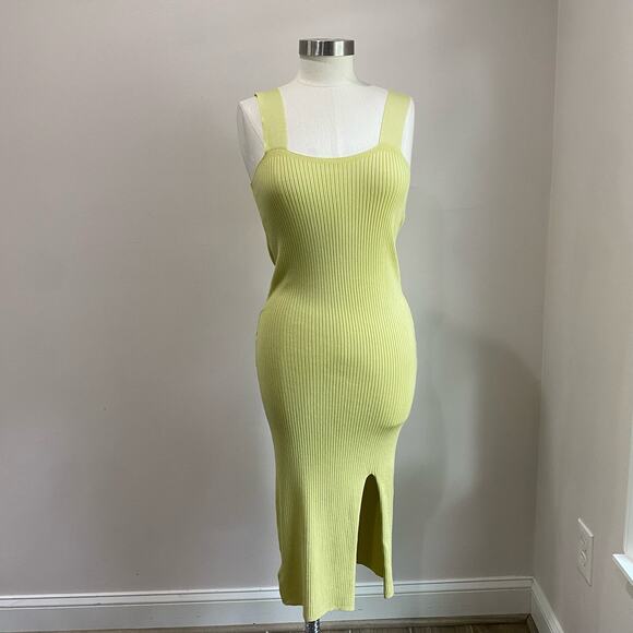Shyanne Women's Green Western Ribbed Sweater Knit Midi Bodycon Dress Sz M - Picture 2 of 11